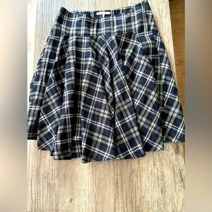 Hazel Navy Blue Plaid Wool Skirt Size Large